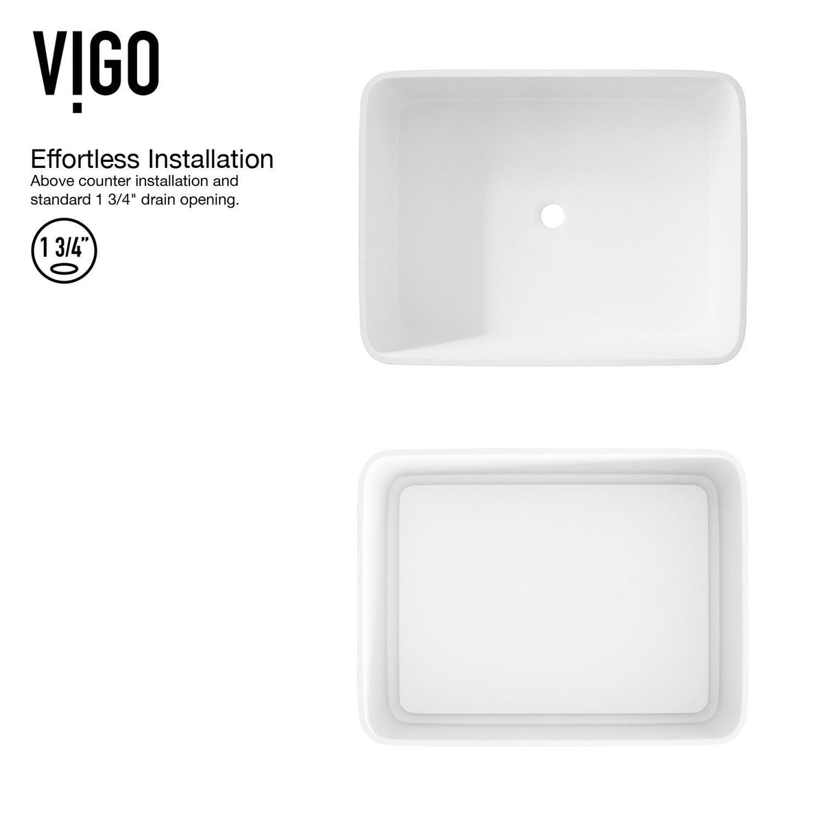 VIGO Jasmine MatteStone White Bathroom Sink/Basin Set with Olus Wall Mount Faucet and Rectangular Composite Vessel