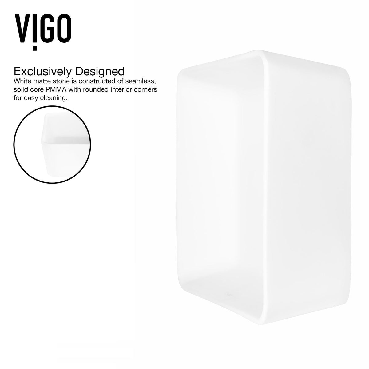VIGO Marigold MatteStone Matte White Bathroom Sink/Basin Set with Norfolk Faucet and Rectangular Composite Vessel