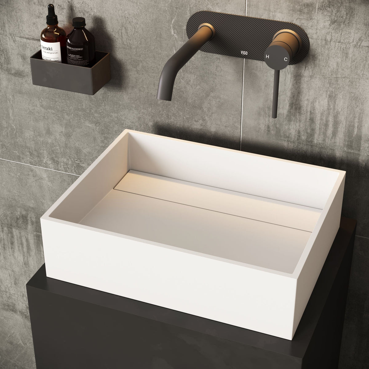 VIGO Montauk MatteStone 18x13-in Deep White Bathroom Sink/Basin with Rectangular Vessel