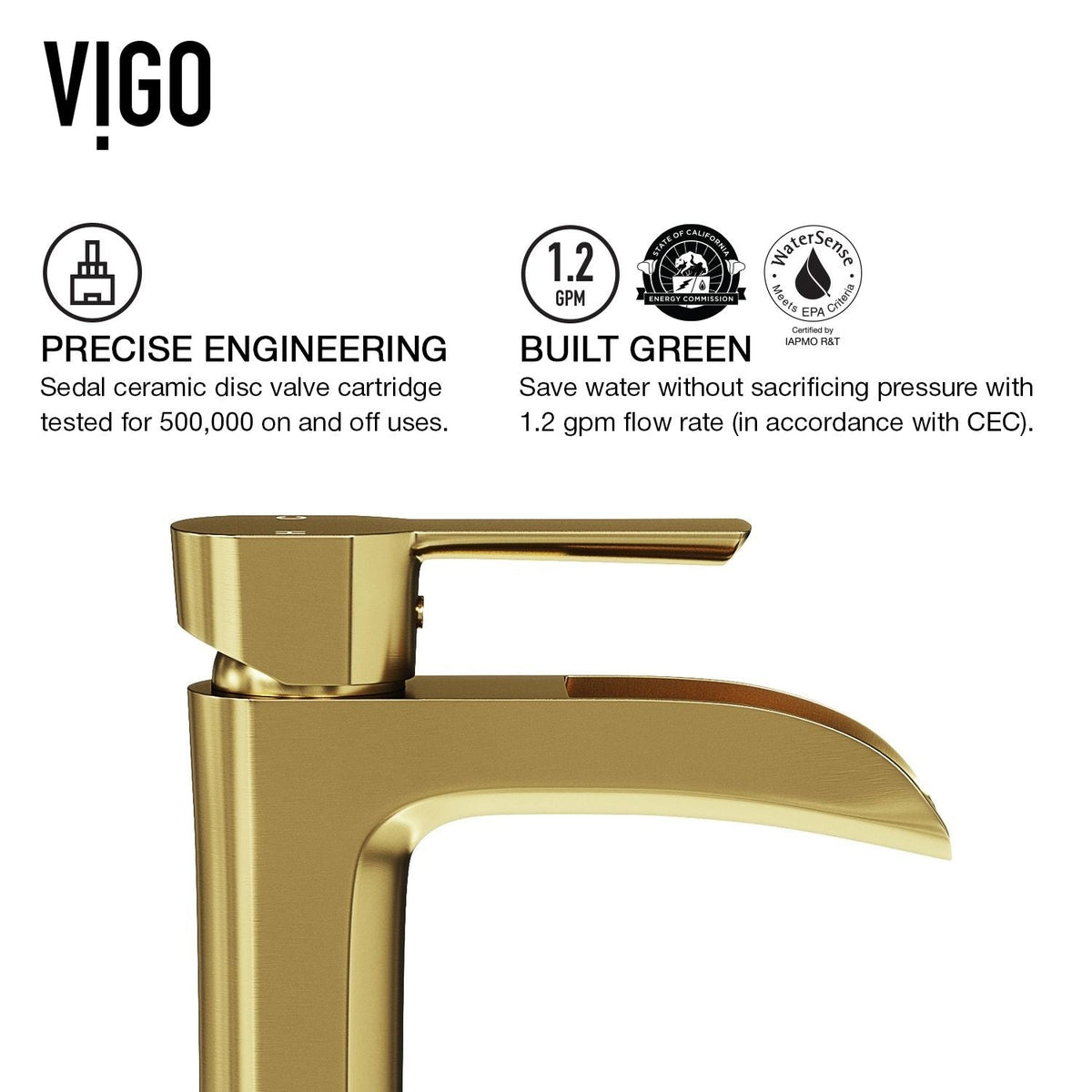 VIGO Niko Single Handle Single-Hole Bathroom Vessel Faucet in Matte Brushed Gold