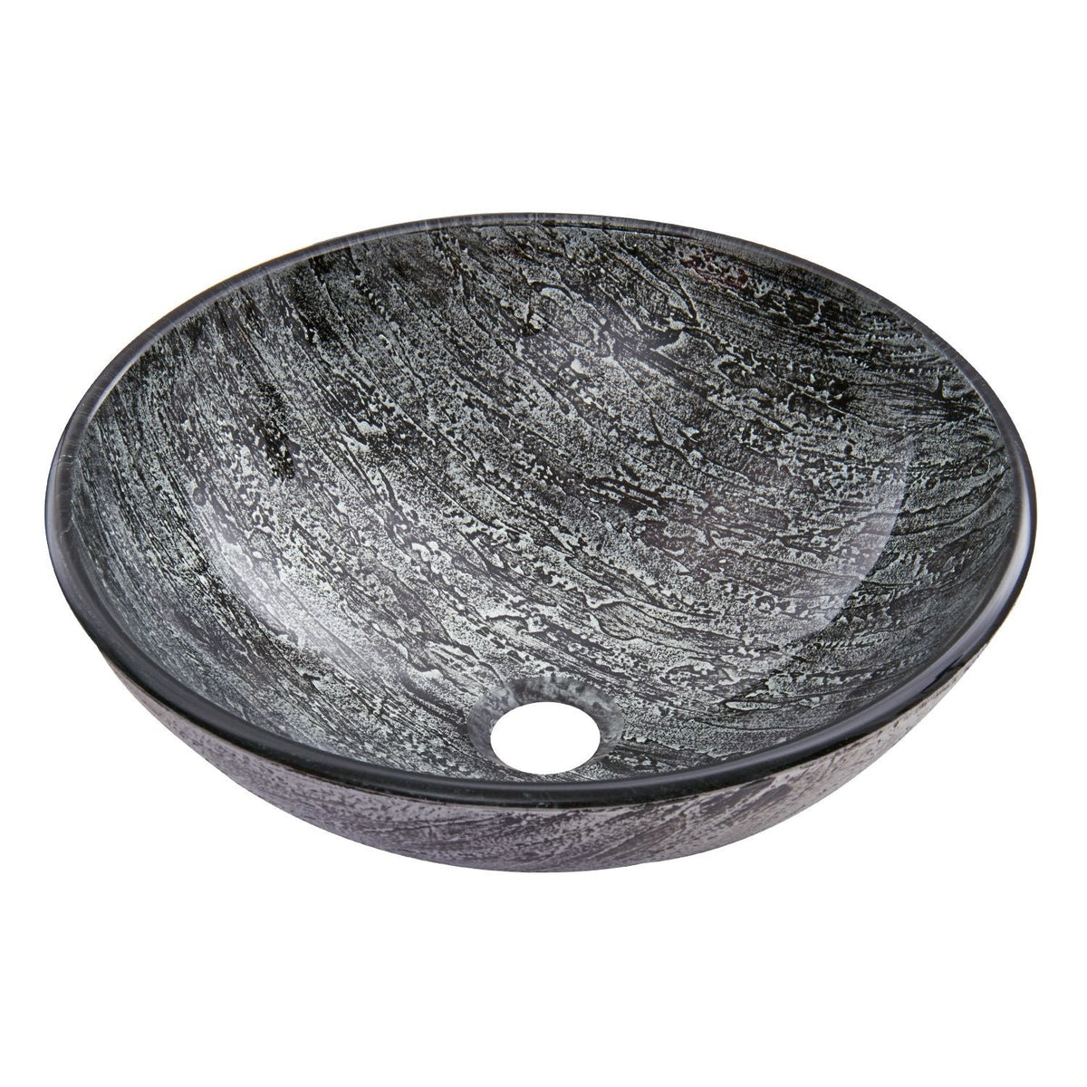 VIGO Round Glass Vessel Bathroom Sink/Basin with Deep Bowl, Titanium