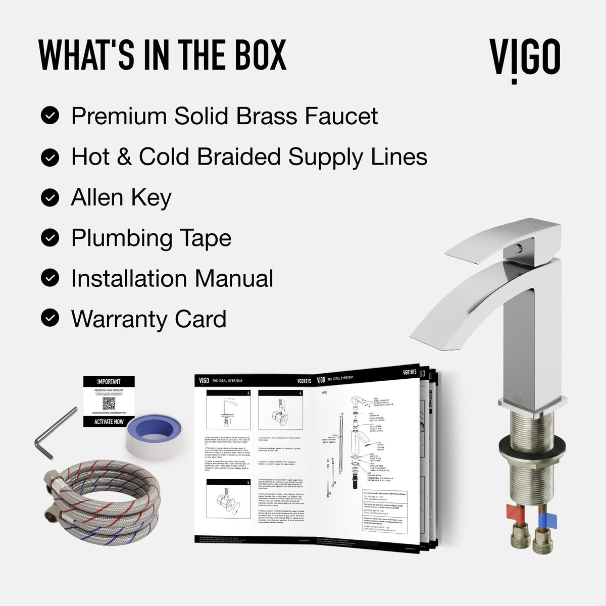 VIGO Satro Single Handle Single Hole Bathroom Sink Faucet, WaterSense Certified, Brushed Nickel