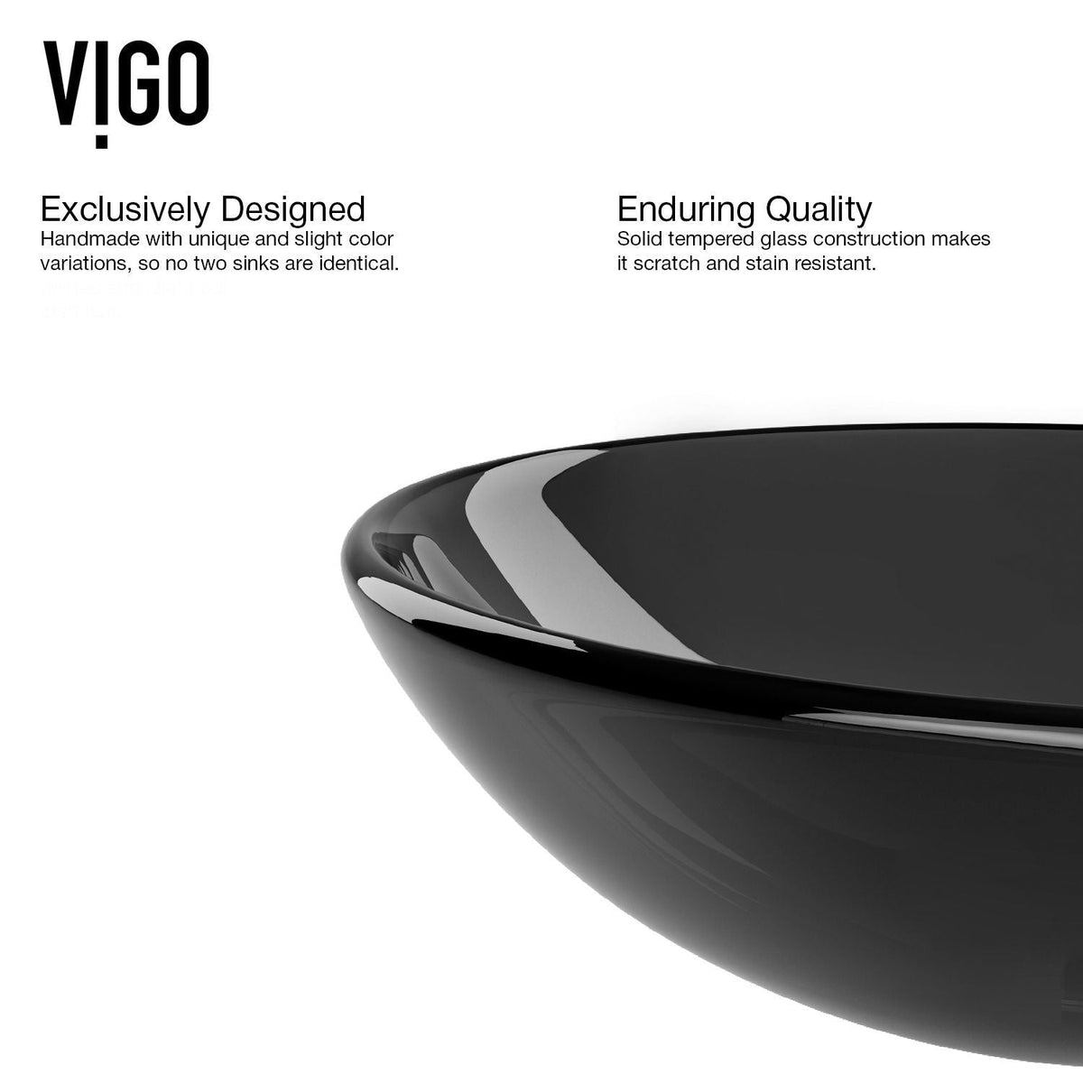 VIGO Sheer Glass Round Vessel Bathroom Sink/Basin with Deep Bowl, Black