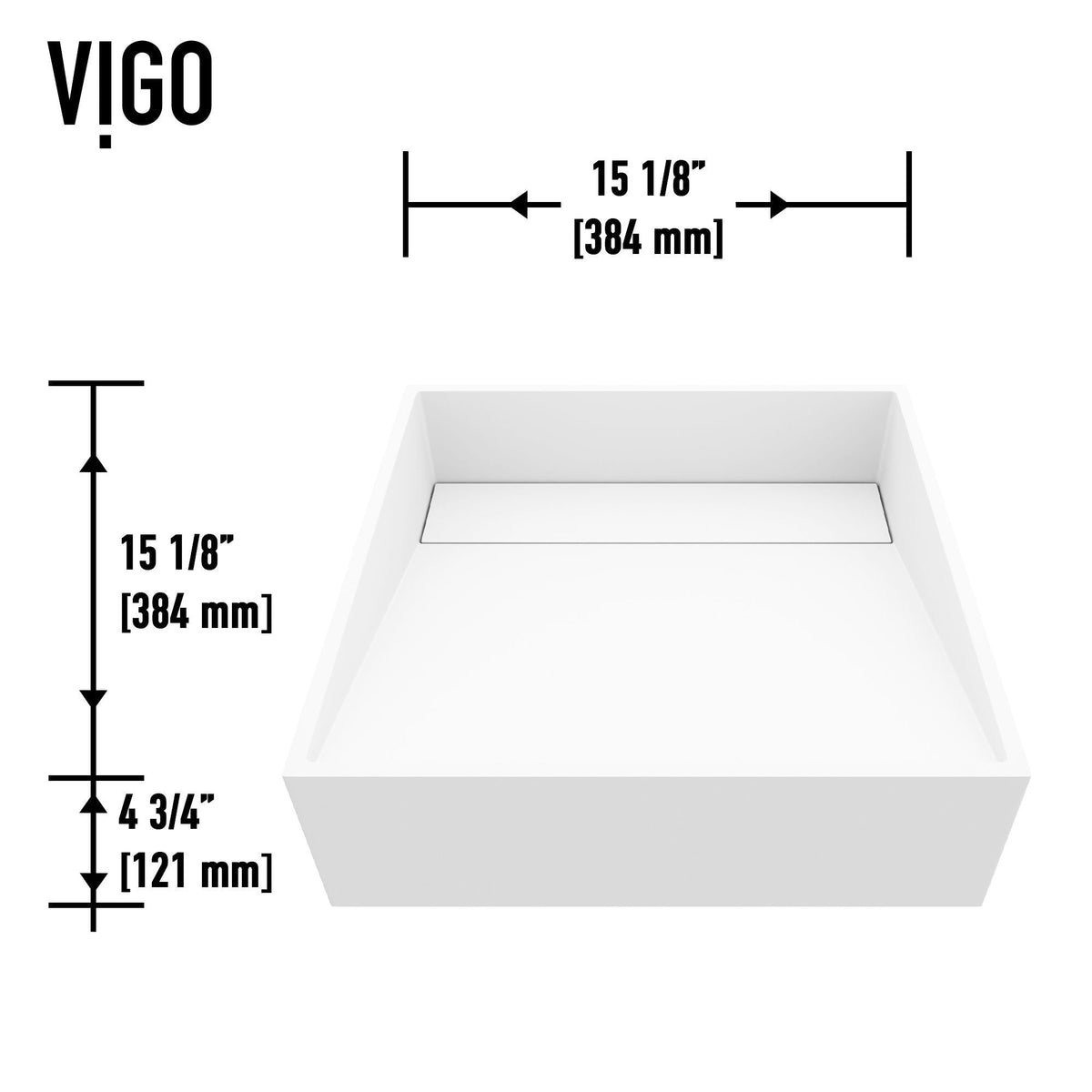 VIGO Starr Modern MatteStone 15x15-in Deep White Bathroom Sink/Basin with Square Vessel