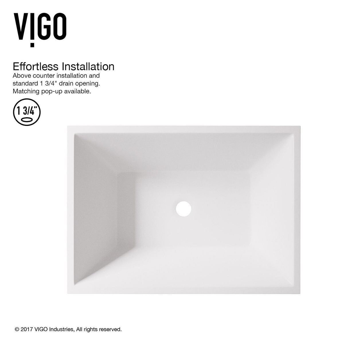VIGO Vinca Matte Stone Vessel Bathroom Sink/Basin with Deep Bowl, White