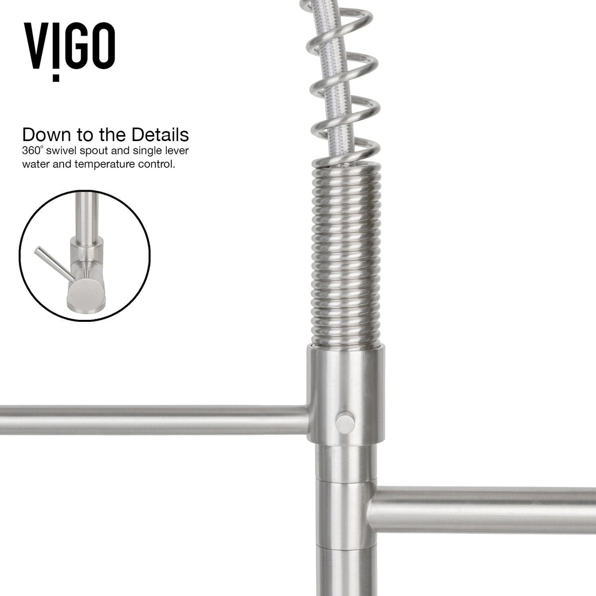 VIGO Zurich Single Handle Pull Down Spray Kitchen Faucet, Stainless Steel