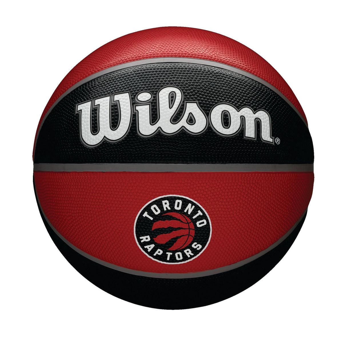 Wilson NBA Toronto Raptors Tribute Outdoor Rubber Basketball, Official Size 7 (29.5-in), Black/Red