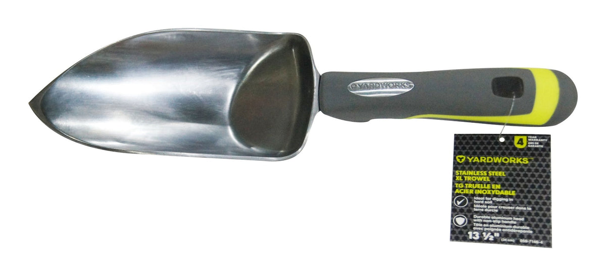 Yardworks Aluminium Hand Trowel with Rubber Handle, XL