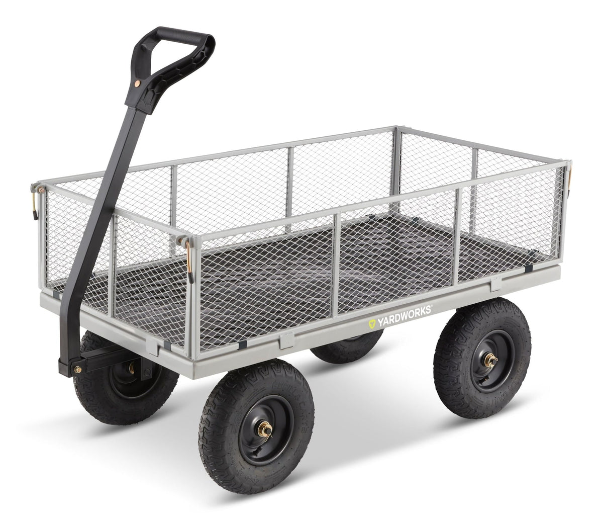 Yardworks Steel Tray 4-Wheel Mesh Garden/Yard Cart with Removable Sides, 1200-lb