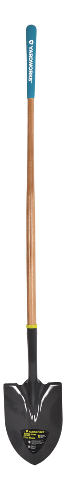 Yardworks Tempered Steel Round Point Long Handle Shovel, 62-In, Hardwood Shaft