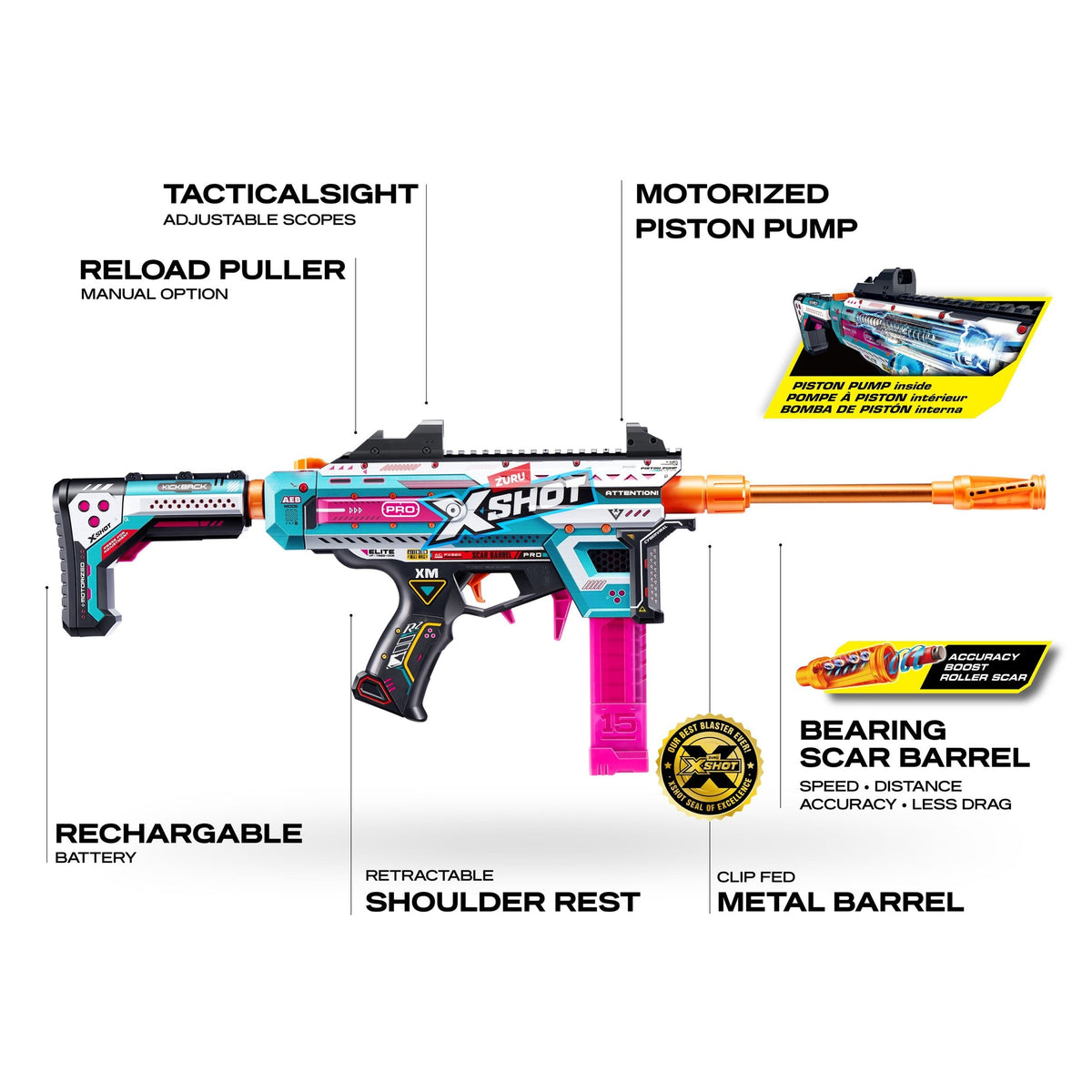 Zuru X-Shot Pro Motorized Foam Dart Toy Blaster with 40 Darts