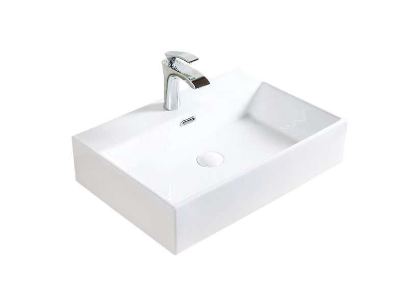 A&E Bath Raylee Ceramic Vessel Bathroom Sink/Basin with Overflow, Glossy White
