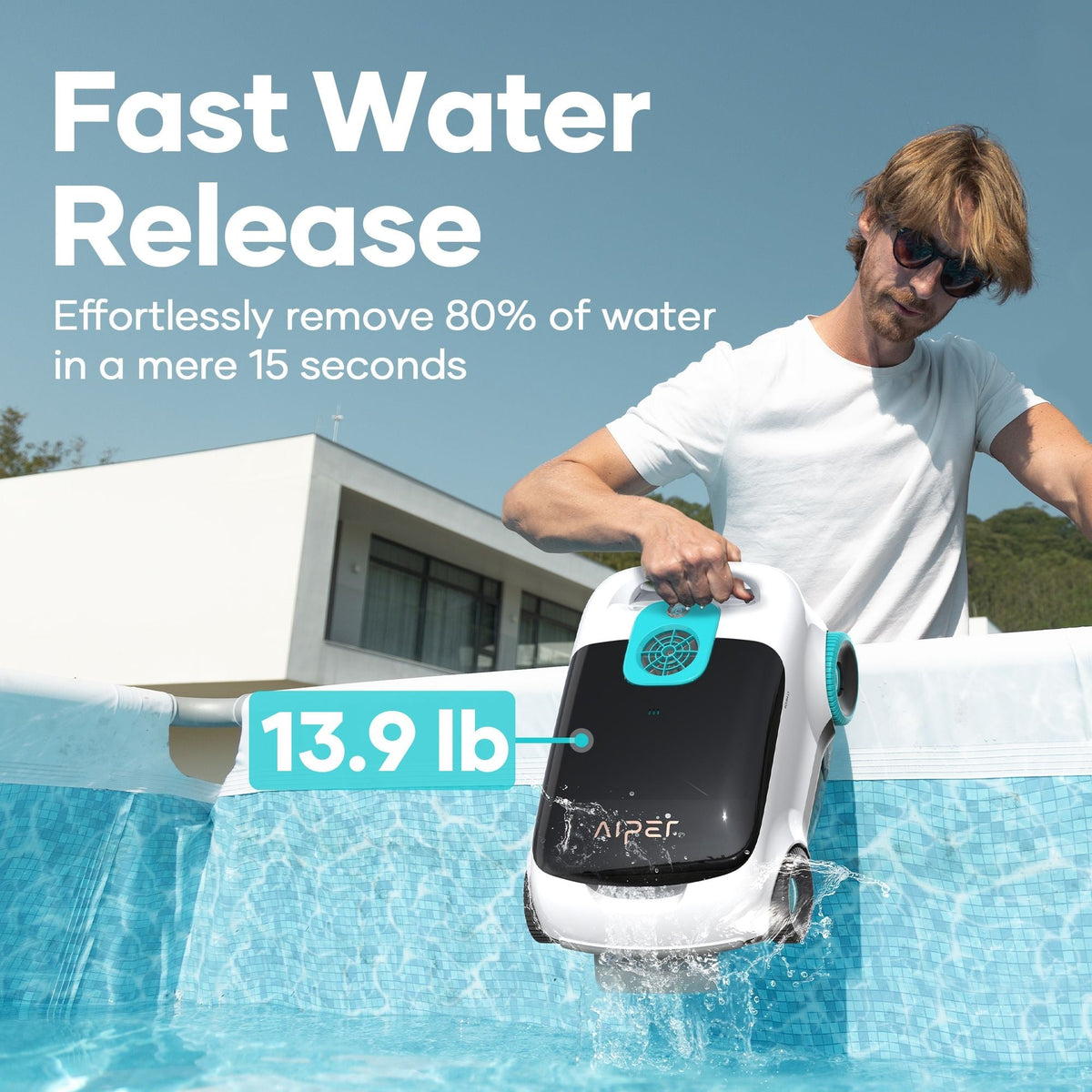 Aiper Scuba L1 Cordless Robotic Pool Cleaner, Tri-Motor, Advanced Filtration & Quick Drain, Ideal for Above-Ground Pools up to 1,100-sq.ft.
