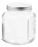 Anchor Hocking Cracker Glass Food Storage Jar with Silver Lid, 2-qt, Clear & Durable Glass