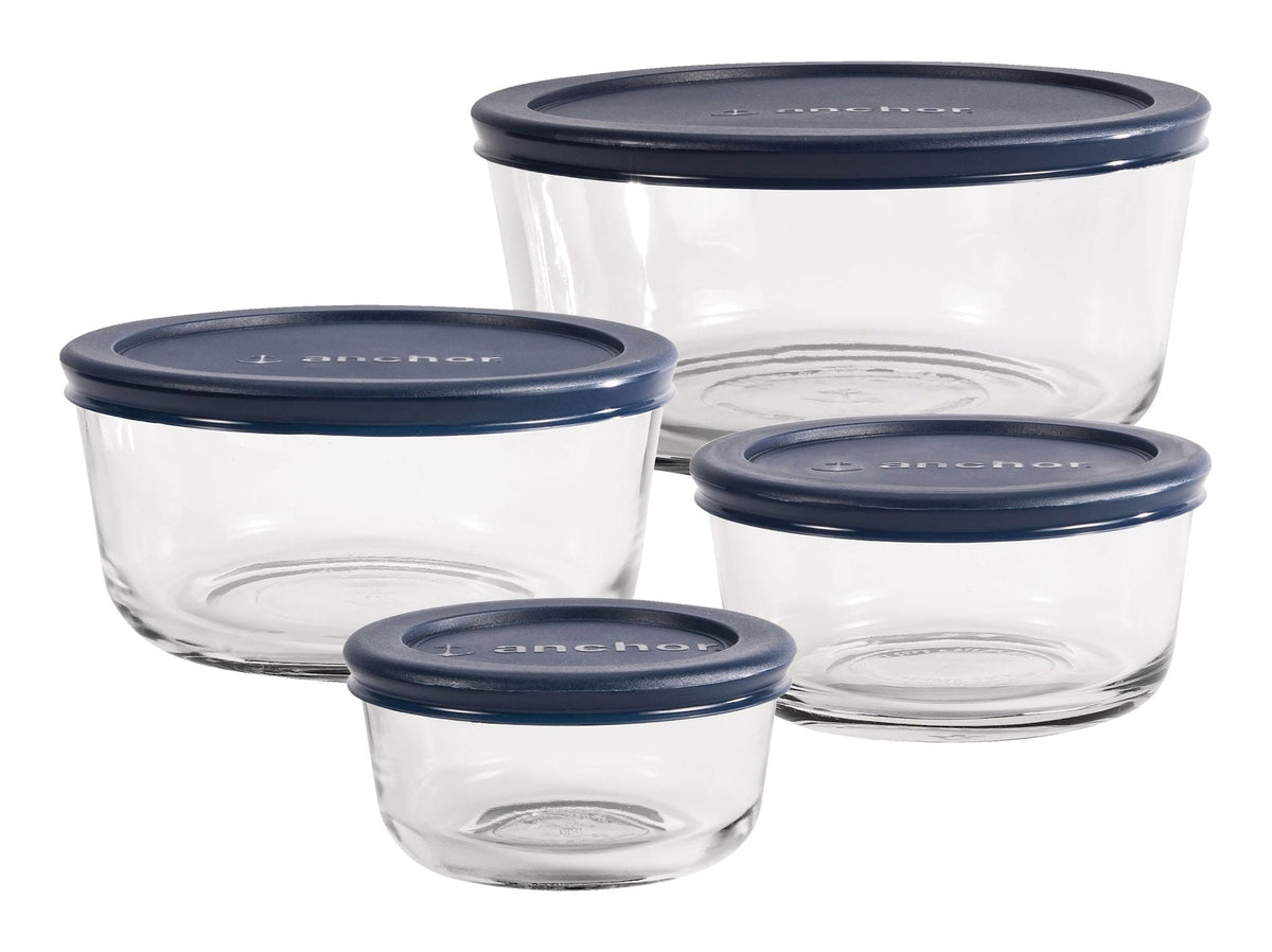 Anchor Hocking Glass Storage Container Set with Lids, Assorted Sizes, 4 Count