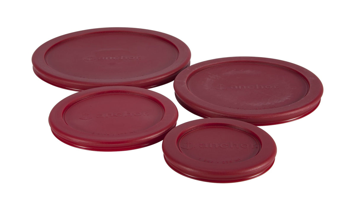 Anchor Hocking Plastic Lid Set, Red, Assorted Sizes, 4-pc