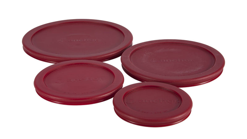 Anchor Hocking Plastic Lid Set, Red, Assorted Sizes, 4-pc