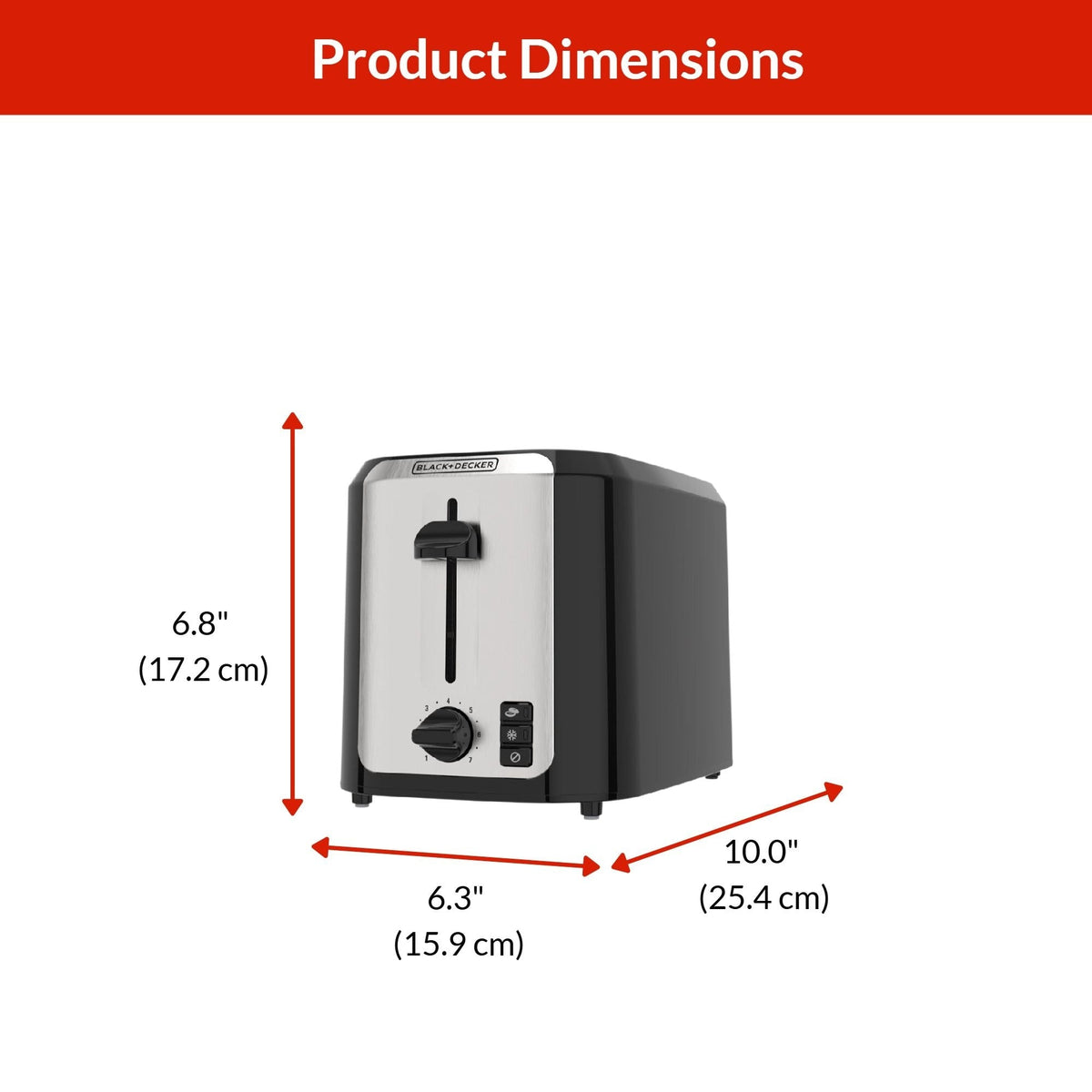 Black & Decker Extra Wide Slots Toaster with 7 Settings, 2-Slices