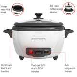 Black & Decker Non-Stick Rice Cooker & Steamer White, 6 Cups