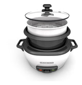 Black & Decker Rice Cooker & Non-Stick Steamer White, 16 Cups