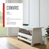 Canvas Kya Wooden Entryway Bench with Storage Rack, White