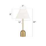 CANVAS White Linen Cone Shade Table Lamp, 22-in, Antique Brass
