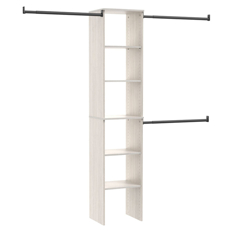ClosetMaid Suite Symphony Laminate Wood Tower Starter Kit with Rods, White Timber, 16-in