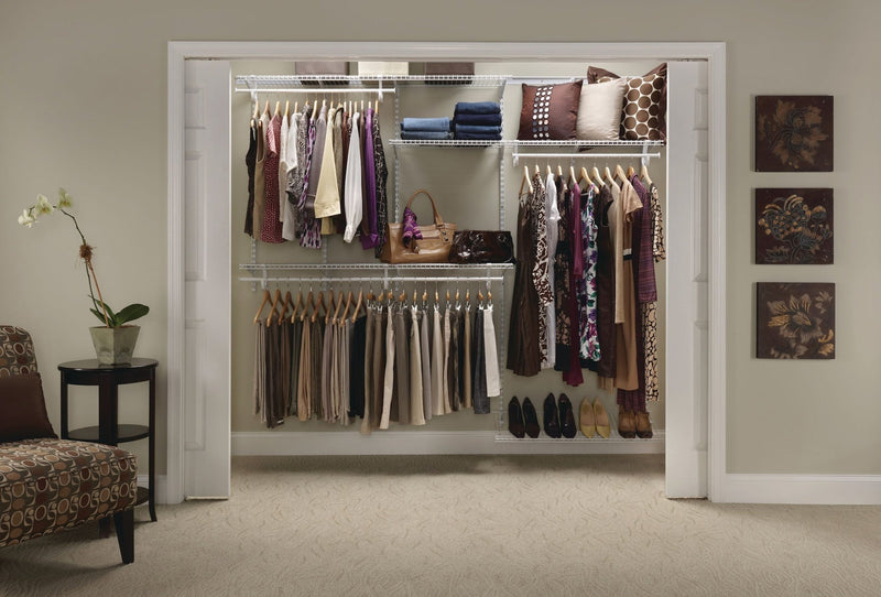 ClosetMaid Wire Shelf Track Closet Organizer Kit, White, 5 x 8-ft
