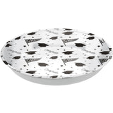 "Congrats Grad" Round Plastic Reusable Serving Bowl, White, 14-in, for Graduation