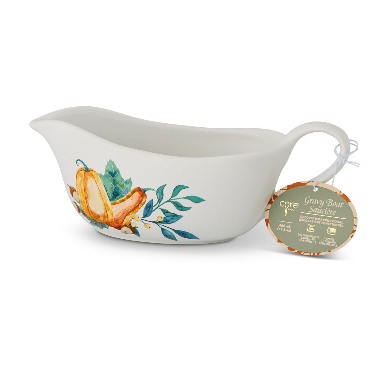 Core Home Dishwasher Safe Stoneware Harvest Gravy Boat