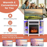 Costway Fireplace TV Stand with LED Lights, White