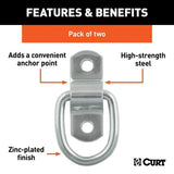 CURT 1-in x 1-1/4-in Surface-Mounted Tie-Down D-Rings, 1200-lb, 2-pk