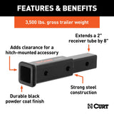CURT 45781 8" Receiver Tube Extender for 2" Hitch Receiver