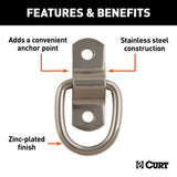CURT 83732 1 x 1-1/4-in Surface-Mounted Tie-Down D-Ring (1,200 lbs)