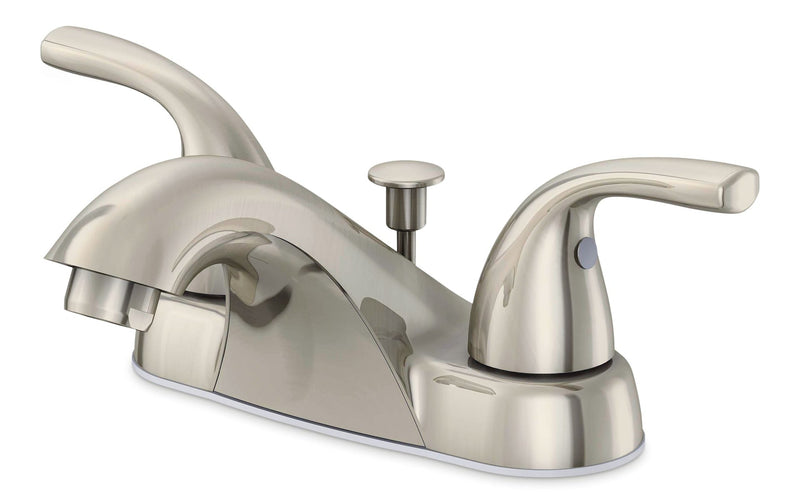 Danze Renovate Double Handle Bathroom Sink Faucet with Pop-up Drain, 4-in Centreset, Brushed Nickel