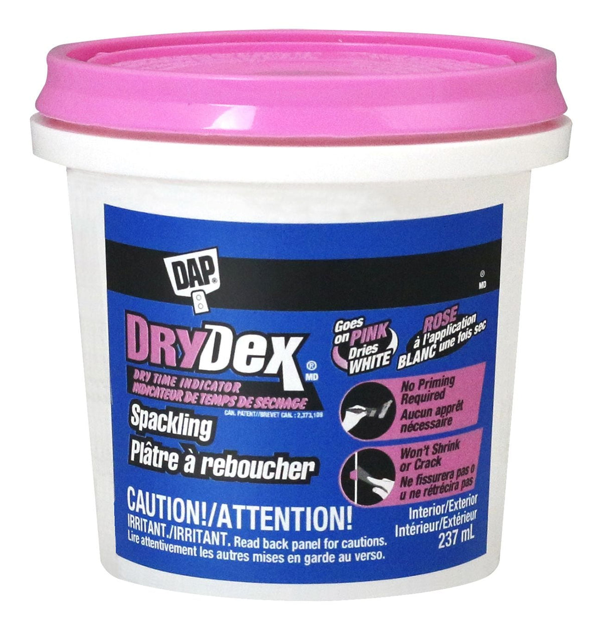 DAP DryDex Spackling, Wall Hole/Crack Repair Filler with Dry Time Indicator, 237-mL