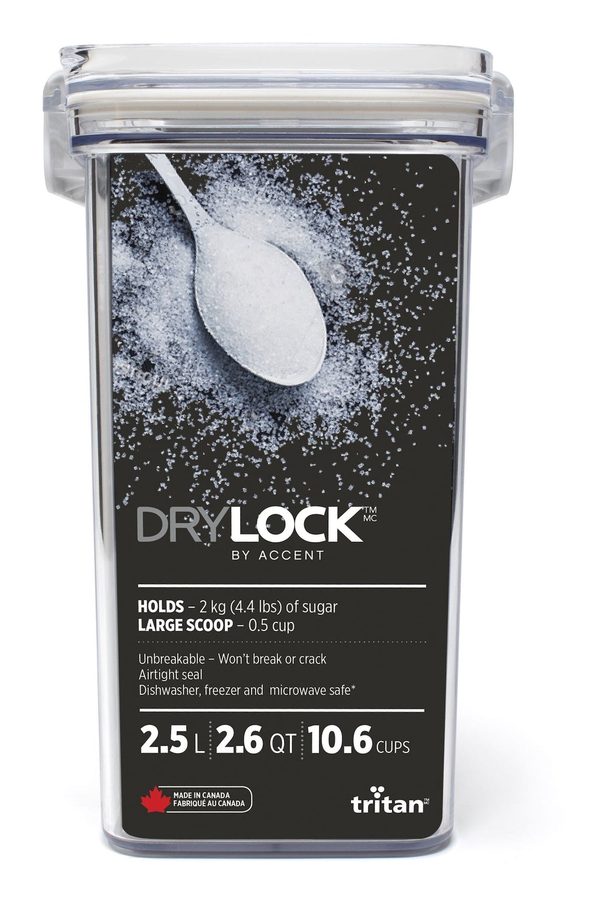 DryLock Tritan Pantry Plastic Food Storage Container with Airtight Seal, 2.5-L