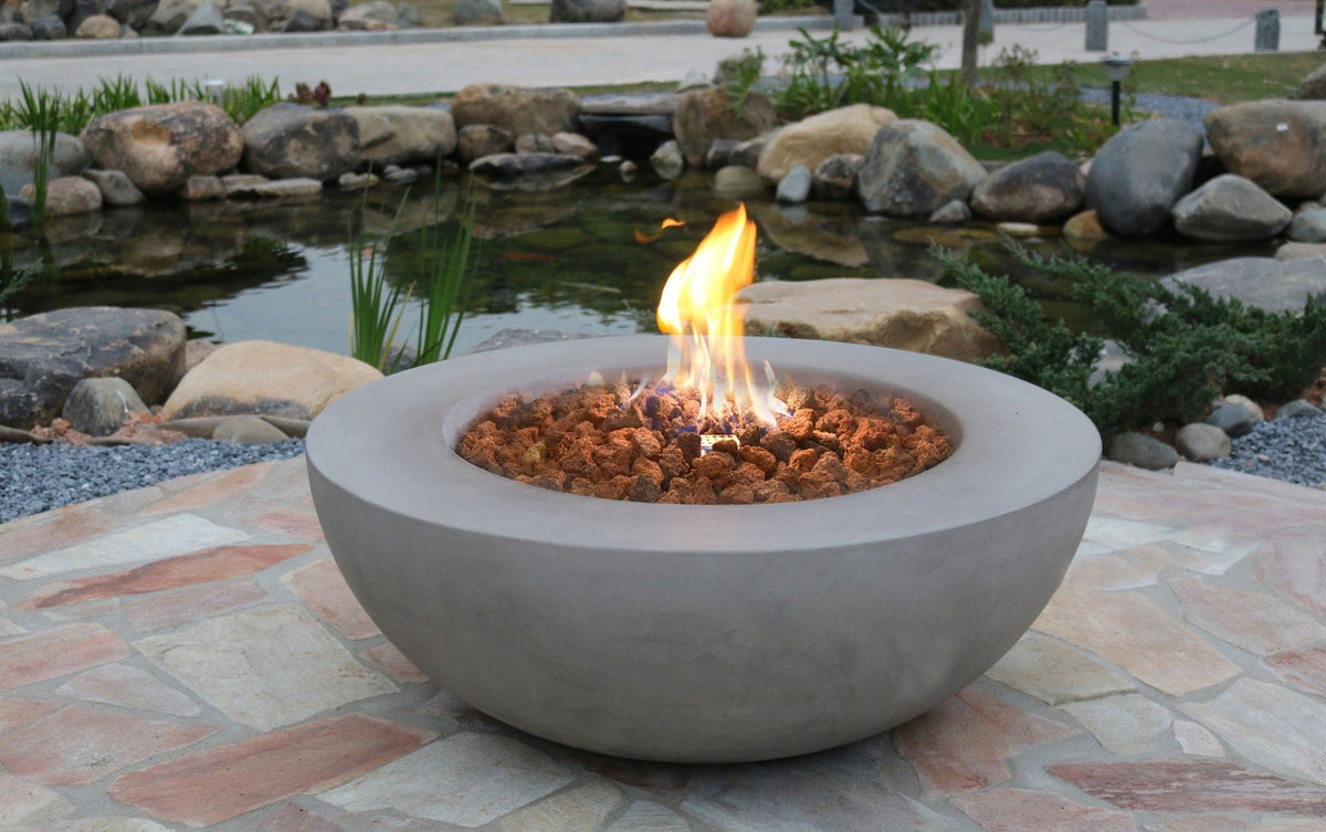 Elementi Lunar Bowl Fire Pit, Natural Gas, Light Grey, 45,000 BTU
