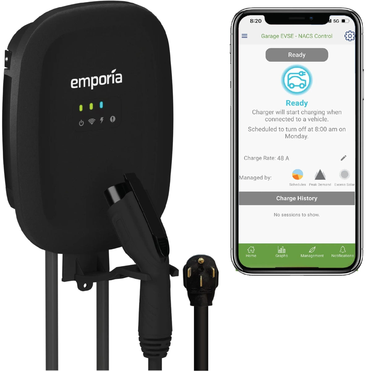 Emporia 40A Wi-Fi Level 2 NEMA 14-50 J1772 EV Charger