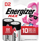 Energizer Max 2-pk D Alkaline Batteries, Long Lasting, All Purpose
