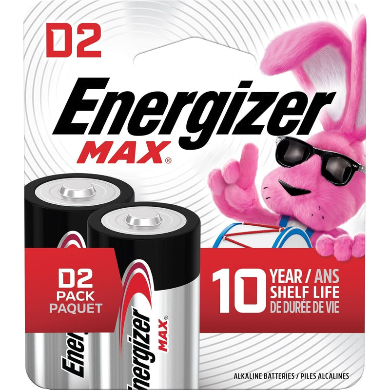 Energizer Max 2-pk D Alkaline Batteries, Long Lasting, All Purpose