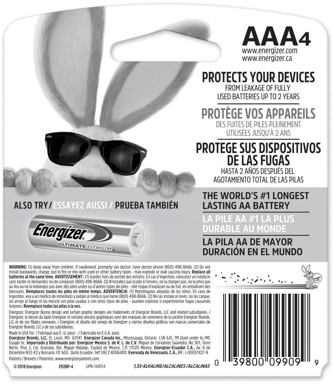 Energizer Max 4-pk AAA Alkaline Batteries, Long Lasting, All Purpose