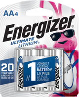 Energizer Ultimate Lithium AA Batteries, Long Lasting, All Purpose, 4-pk