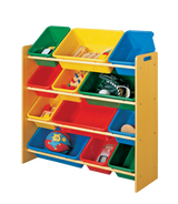 For Living Kids 12-Bin Bedroom/Playroom Toy Storage Organizer, Yellow