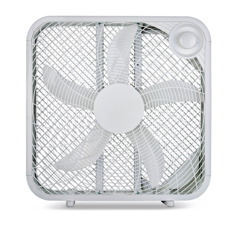 For Living Plastic 5-Blade Portable Box/Floor Fan, 2-Speed, White, 20-in