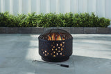 For Living Round Outdoor Wood Burning Fire Pit, Steel, Black, 24-in