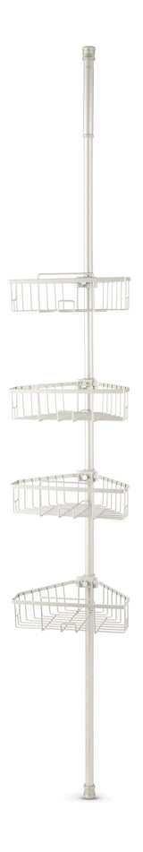 For Living Rust-Resistant Adjustable Basket Tension Pole Shower Caddy, Nickel, 108-in x 11-in x 9-in
