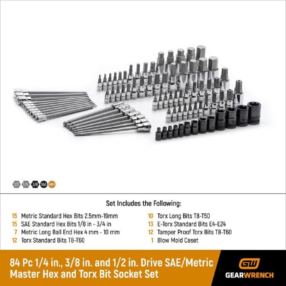 GearWrench Bit Socket Set, 84-pc, SAE/Metric
