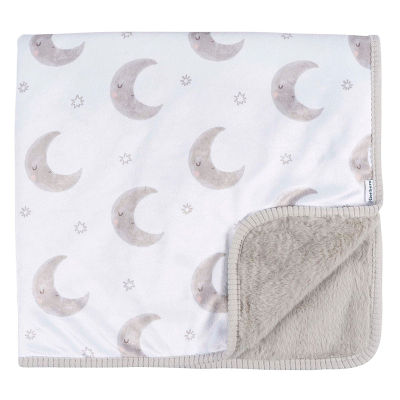 Gerber Childrenwear 2-Ply Celestial Moons Ultra-Soft Plush Blanket for Babies