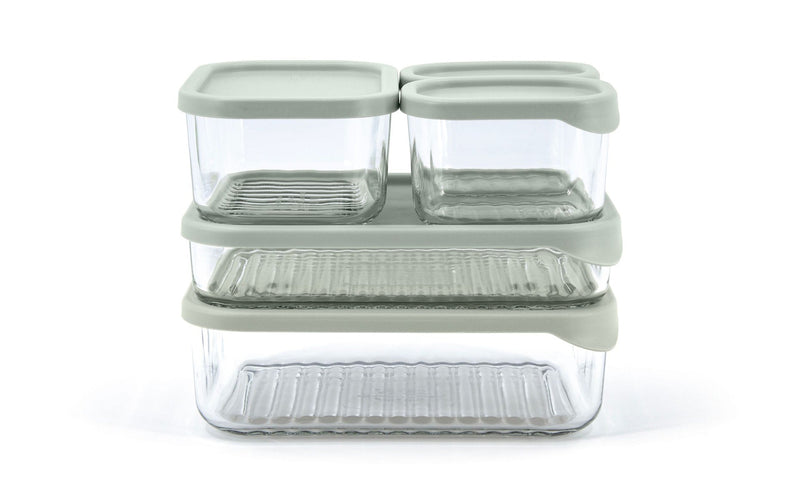 Glasslock Modular Reusable Glass Fridge Food Storage Container Set with Peel-Off Lid, 5 Count
